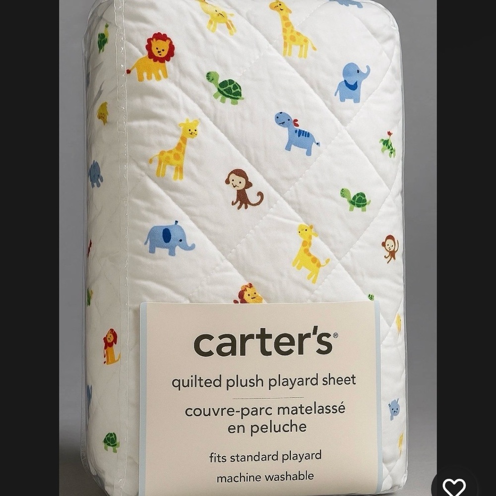 New Carter's Quilted Plush Playard Sheet Cover Pack 'N Play Safari Animals